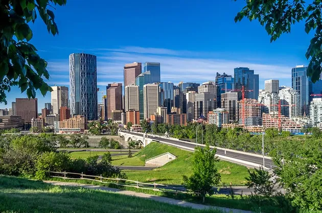 Calgary skyline representing local residential electrical service calls.